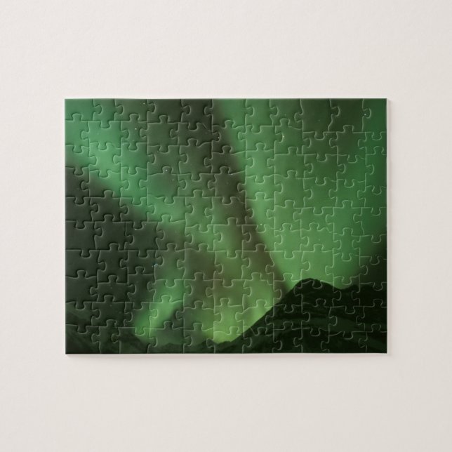 Norrsken, Aurora borealis på förbergen till Pussel (Horisontell)