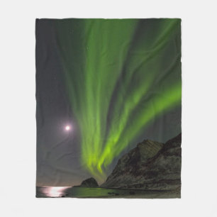 Norrsken Haukland Strand Island Norge Fleecefilt