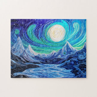 Norrsken över norsk fjordquilling pussel