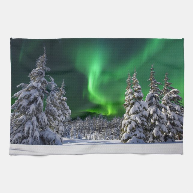 Norrsken under vintern  kökshandduk (Horisontell)