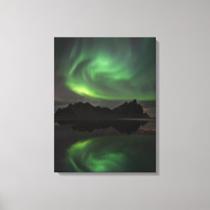 Norrsken Vestrahorn Beach Hofn, Island Canvastryck