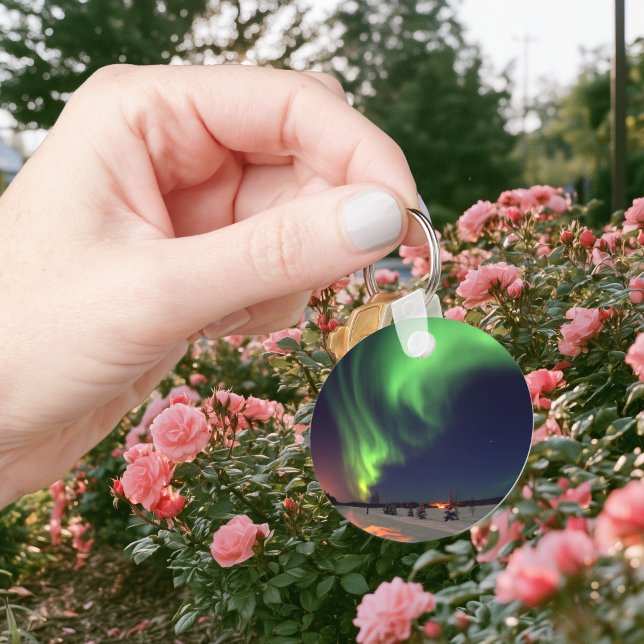 Norrsken vid Bear Lake Nyckelring (Northern Lights at Bear Lake Keychain)