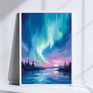 Norrskens Vinter Akvarell Poster