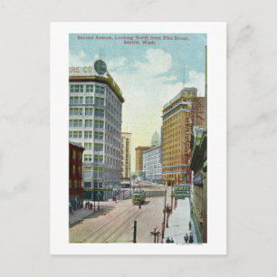 Norrutsikt över Second Ave från Pike Street Vykort