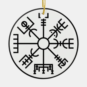 Norse för det vegvisirViking symbolet skyddar Odi Julgransprydnad Keramik
