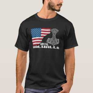 Norse Mythology Thor Hammer USA flagga till Valhal T Shirt