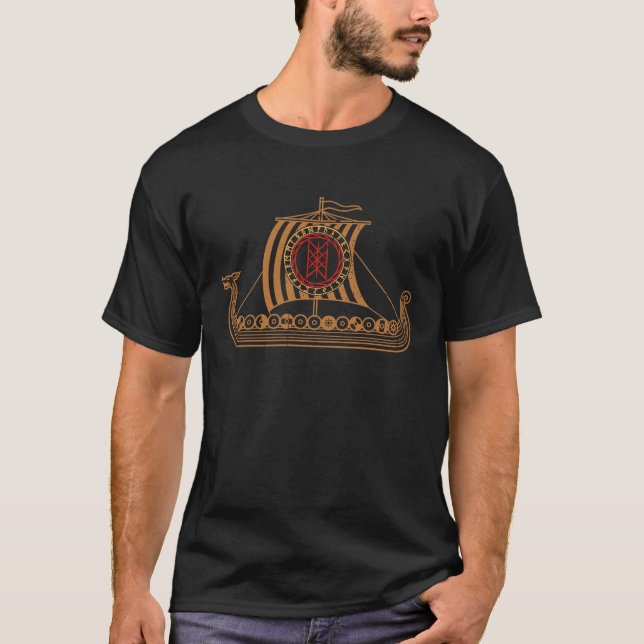 Norse Mythology Wyrd Webben Viking Rune Yggdrasil  T Shirt (Framsida)