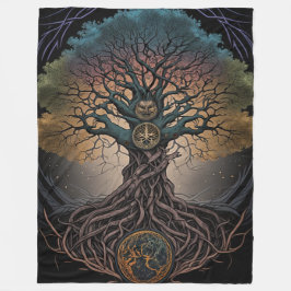 Norse Mythology Yggdrasill Träd Blanket Fleecefilt