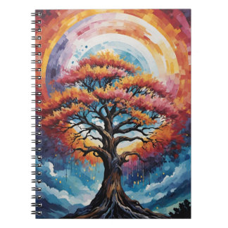 Norse Pagan Orange Yggdrasil Livets träd Vibrant Anteckningsbok