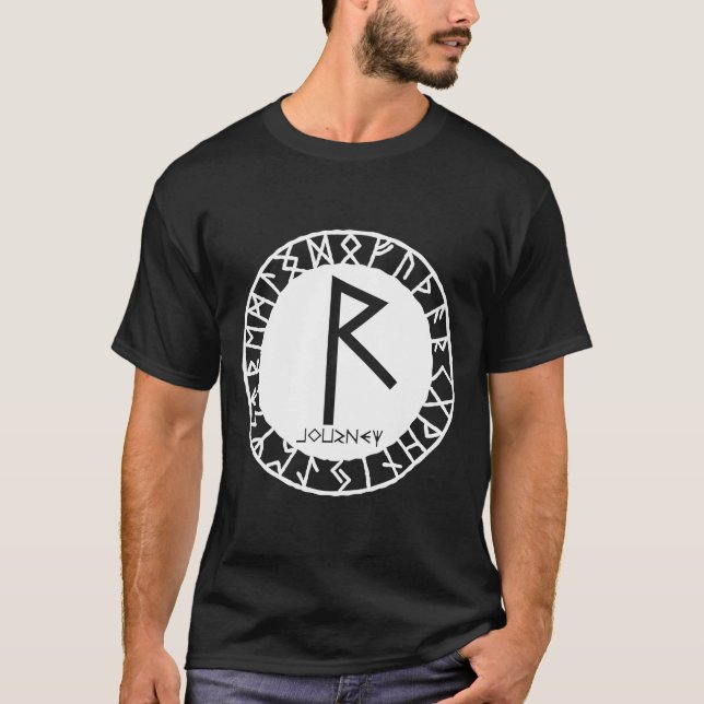 Norse Rune Journey RAIDHO Viking Rune Symbol Celti T Shirt (Framsida)