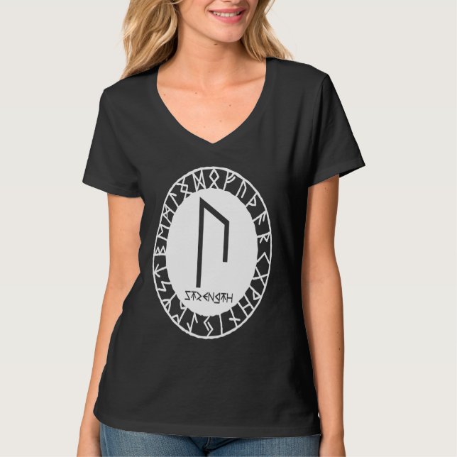 Norse Rune Strength URUZ Viking Rune Symbol Celtic T Shirt (Framsida)