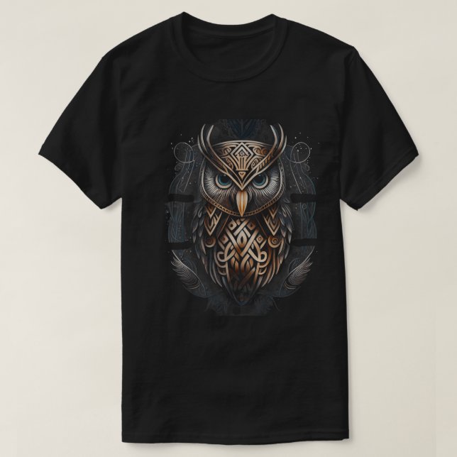 Norse Stil Viking Uggla Tattoo Wildlife Animal (V. T Shirt (Design framsida)
