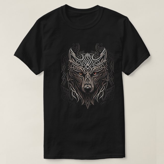 Norse Stil Viking Varg Tatto Wildlife Animal V22 T Shirt (Design framsida)