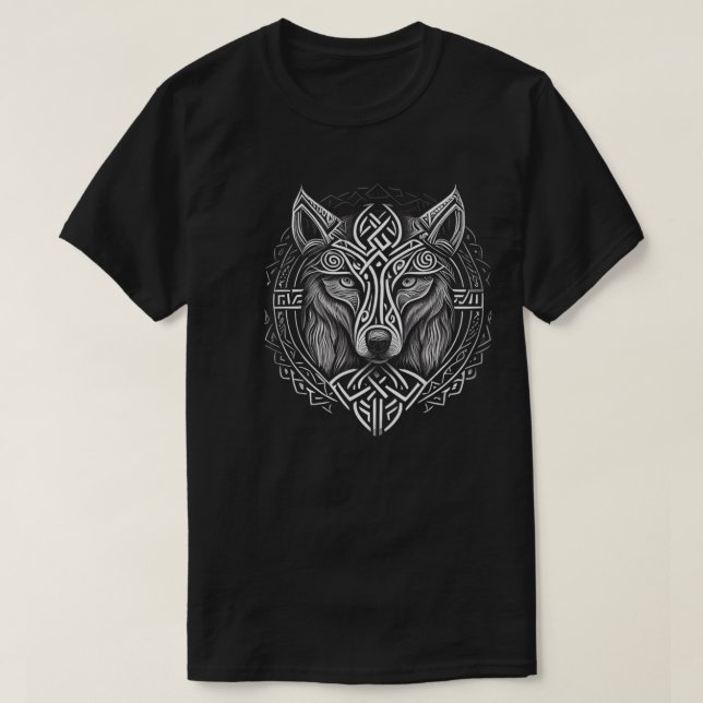 Norse Stil Viking Varg Tatto Wildlife Animal (V) T Shirt (Design framsida)