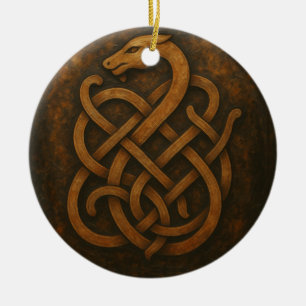 Norse Varg Sigil - Viking Rune Art på Black Stone Julgransprydnad Keramik