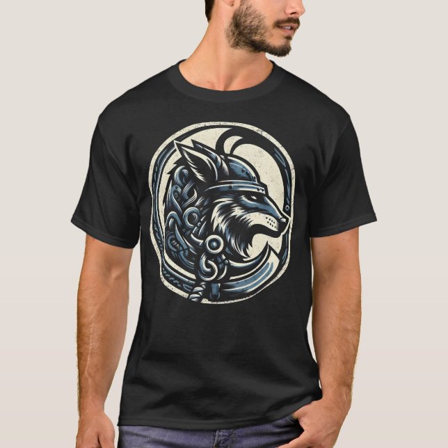 Norse Varg Warrior Emblem T Shirt (Framsida)