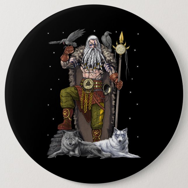 Norse Viking Gud Odin Knapp (Framsida)