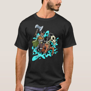 Norse Viking Mythology Skeleton Warrior Rider Hors T Shirt