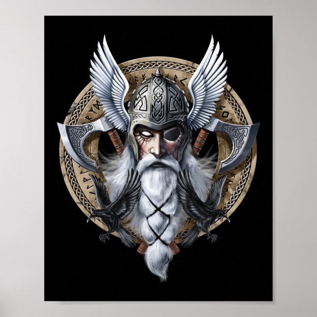 Norse Warrior Gud Odin Poster (Framsidan)