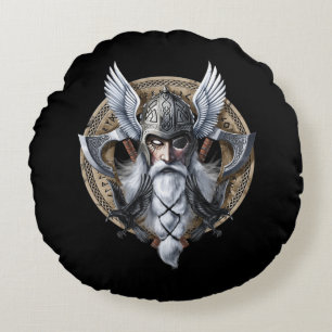 Norse Warrior Gud Odin Rund Kudde
