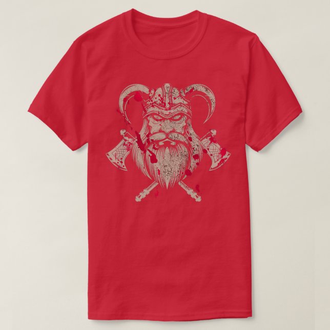 Norse Warrior Viking Helmet Nordic T Shirt (Design framsida)