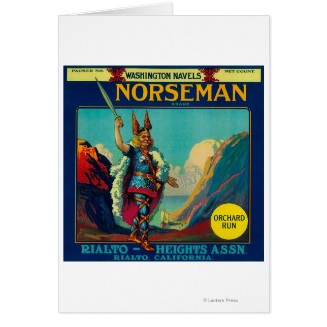Norseman Orange LabelRialto, CA Hälsningskort (Framsidan)