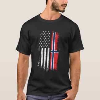 Norsk American Flagga Pride Norge Usa T Shirt
