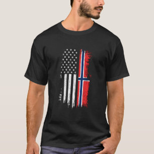Norsk American Flagga Pride Norge Usa T Shirt
