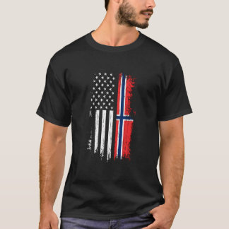Norsk American Flagga Pride Norge Usa T Shirt
