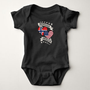 Norsk American Heart Flaggor Norge America T Shirt