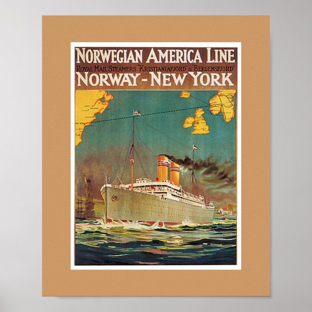 Norsk amerikansk linje poster (Framsidan)