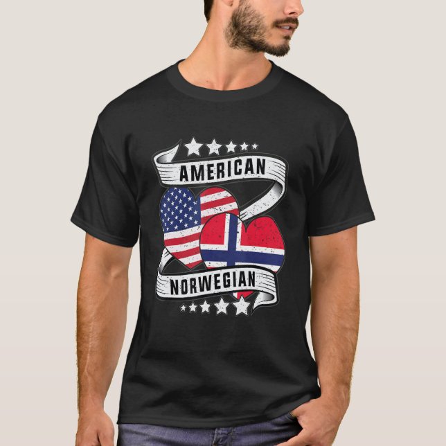 Norsk amerikansk skjorta Halvnorsk Ameri T Shirt (Framsida)
