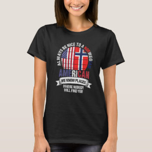 Norsk amerikansk Vi känner Ställen där Norge Fla T Shirt