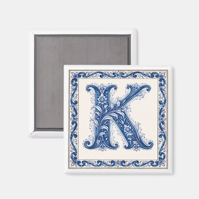 Norsk arv K Monogram - Blå Magnet (Front/Back)