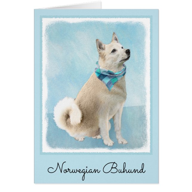 Norsk Buhund Painting - Cute Original Hund Art Hälsningskort (Framsidan)