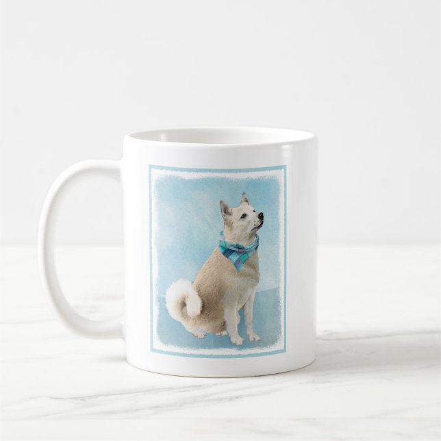 Norsk Buhund Painting - Cute Original Hund Art Kaffemugg (Vänster)