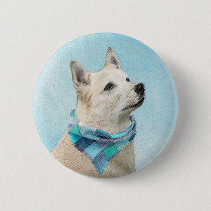 Norsk Buhund Painting - Cute Original Hund Art Knapp