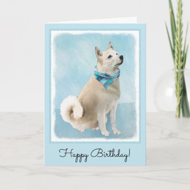 Norsk Buhund Painting - Cute Original Hund Art Kort (Framsida)
