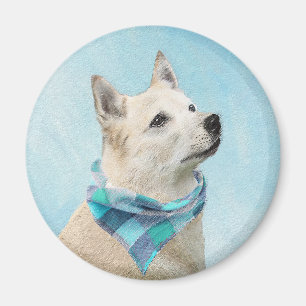 Norsk Buhund Painting - Cute Original Hund Art Magnet