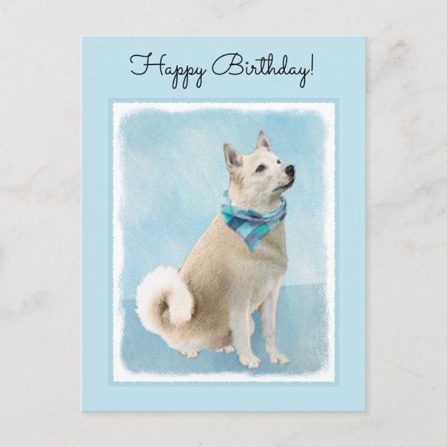 Norsk Buhund Painting - Cute Original Hund Art Vykort (Framsida)