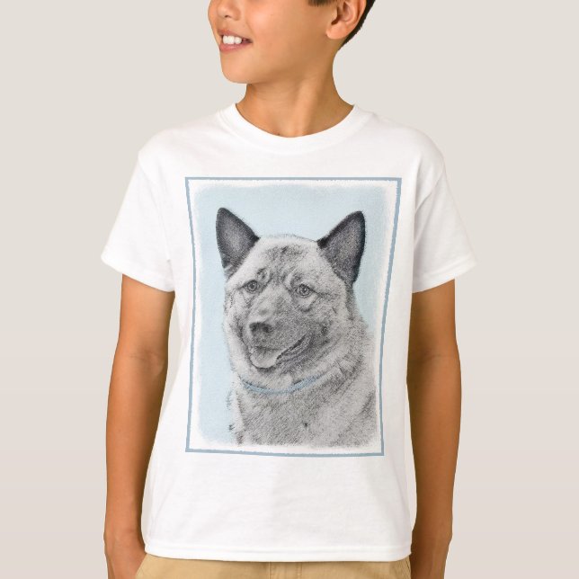 Norsk Elghund-målning - Original hundkonst T Shirt (Framsida)