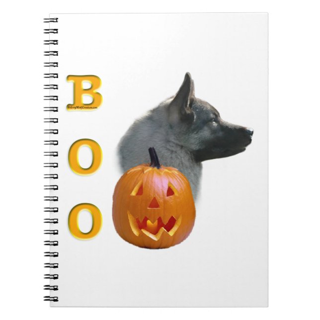 Norsk Elkhound Halloween Boo Anteckningsbok (Framsidan)