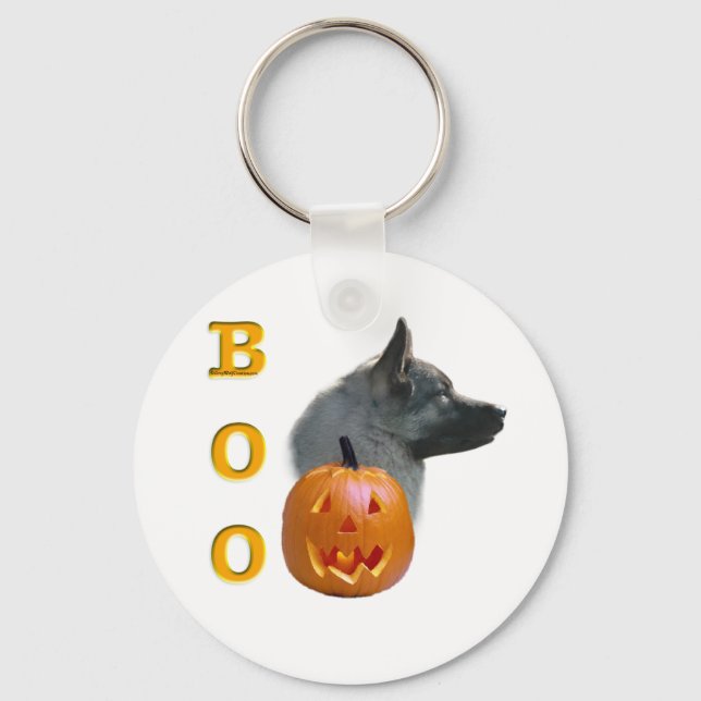 Norsk Elkhound Halloween Boo Nyckelring (Framsida)