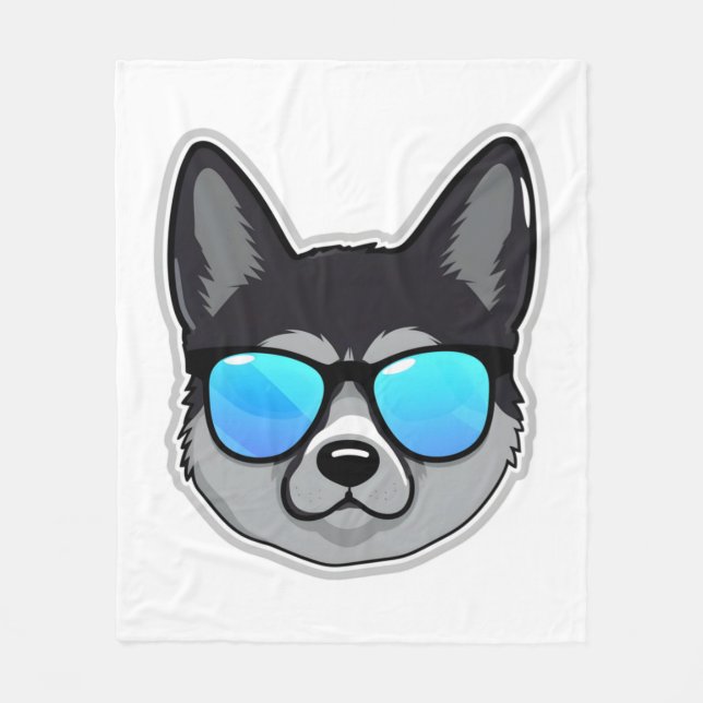 Norsk elkhound i Coola Sunglasses Classic T-Sh Fleecefilt (Framsidan)