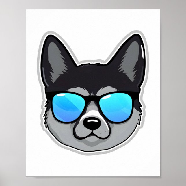 Norsk elkhound i Coola Sunglasses Classic T-Sh Poster (Framsidan)
