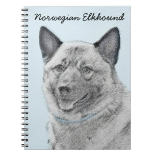 Norsk Elkhound-målning - Original Hund Art Anteckningsbok