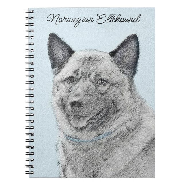 Norsk Elkhound-målning - Original Hund Art Anteckningsbok (Framsidan)
