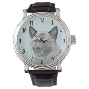 Norsk Elkhound-målning - Original Hund Art Armbandsur