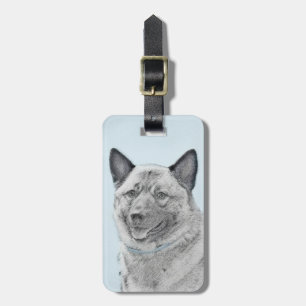 Norsk Elkhound-målning - Original Hund Art Bagagebricka