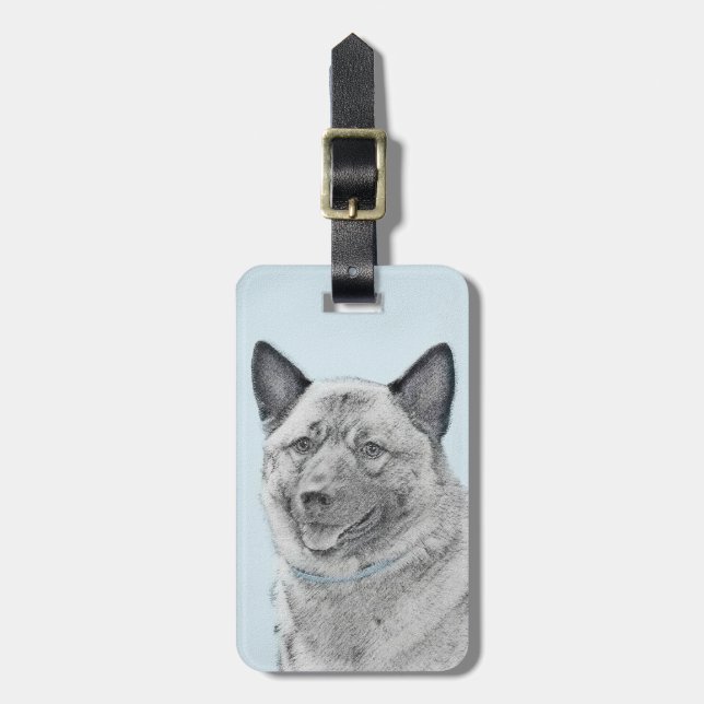 Norsk Elkhound-målning - Original Hund Art Bagagebricka (Vertikal Framsida)